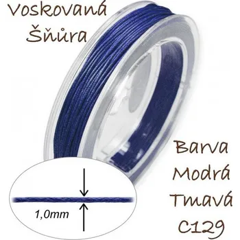 Voskovaná šňůra-síla 1,0mm v tmavě modré barvě číslo C129