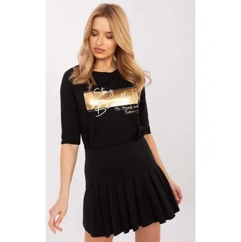 Dámská halenka Černá dámská halenka s kamínkovou aplikací