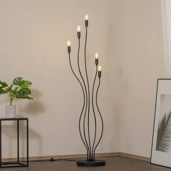 Lampička Opviq Stojací lampa Bonibon 13231 černá kovová výška 155 cm 5 žárovek - Podstavec – průměr 30 cm, výška 2 cm; délka kabelu 200 cm černý 5 x 14 W LED - Doprava zdarma