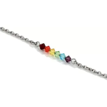 Náramek Řetízek na nohu Swarovski duhový