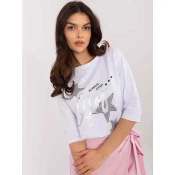 Dámská halenka Bílá ležérní halenka s 3/4 rukávy