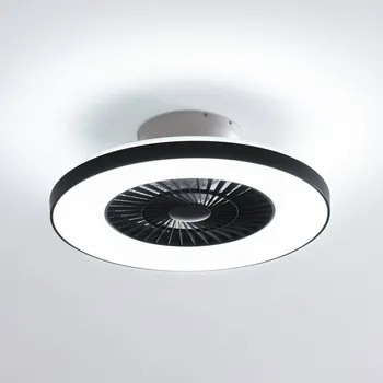 Lampička Lindby Smart LED stropní ventilátor Paavo černý tichý Tuya - Motor – Ø 7,9 cm, výška 9,7 cm černá, bílá LED 39 W celkem - Doprava zdarma