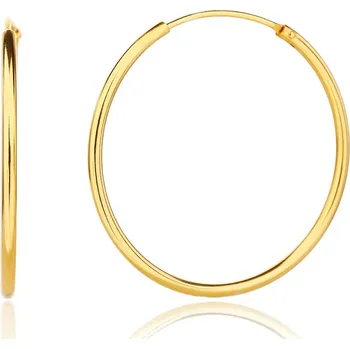 Náušnice Bealio BEALIO Stříbrné náušnice HLADKÉ KRUHY 30 mm yellow 03-13426-3385