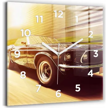 Hodiny Skleněné hodiny s motivem Ozdobná nástěnná Klasické staré auto