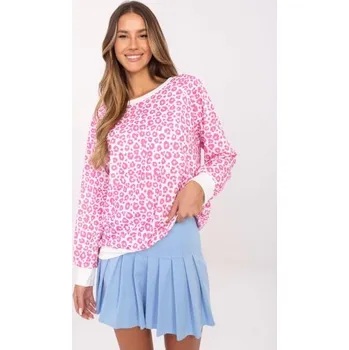 Dámská halenka Růžovo-bílá dámská halenka s kulatým výstřihem