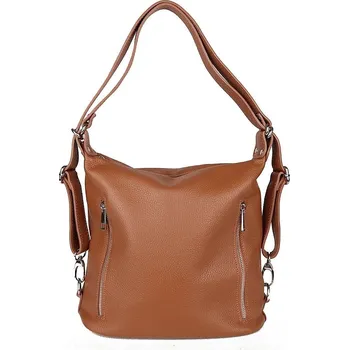 Kožená kabelka na rameno a batoh v 1 no. 2315 hnědá (kabelkobatoh)