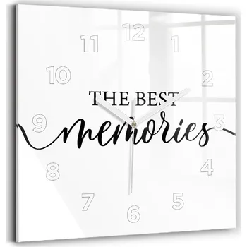 Hodiny Tvrzené skleněné hodiny Tichý klasický nástěnný Nápis Memories 30x30