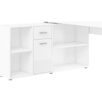 Psací stůl Nejlevnější nábytek Rothing levý, bílá / bílý lesk