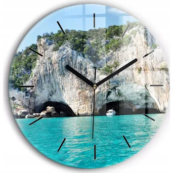 Hodiny Foto Skleněné Hodiny Nástěnné Do Moderních Interiérů Podvodní Jeskyně fi60 cm