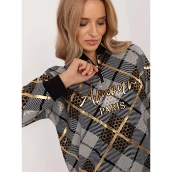 Dámská mikina Černá dámská mikina s potiskem a stojáčkem