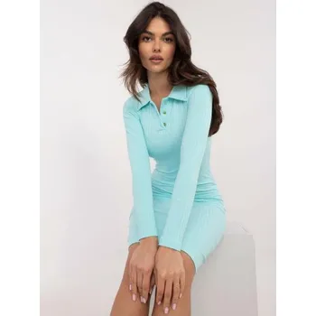 Dámské šaty Mátové přiléhavé základní šaty s límečkem