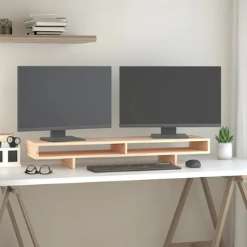 Držák monitoru Stojan na monitor bílý 100x27x14 cm masivní borové dřevo