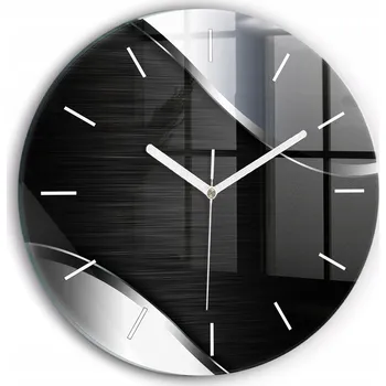 Hodiny Ozdobné nástěnné hodiny s krásnou grafikou Černo-stříbrné linie, kulatý, průměr 30 cm