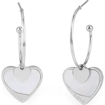 Náušnice Náušnice z nerezové oceli kruhy srdce, barva 1 stříbrná