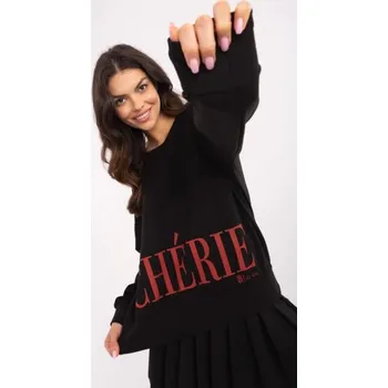 Dámská halenka Černá bavlněná mikina s nápisem Cherie