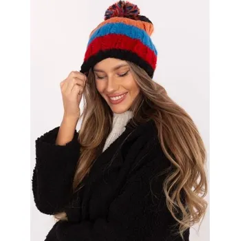 Čepice Oranžovomodrá zimní čepice s bambulí