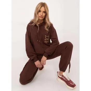 Hnědý bavlněný dvoudílný teplákový komplet