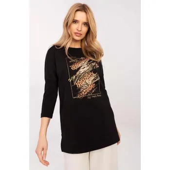 Dámská halenka Černá dlouhá dámská halenka s rozparky