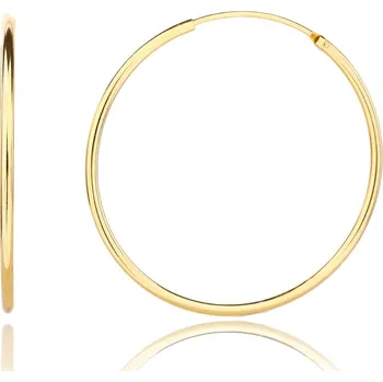 Náušnice Bealio BEALIO Stříbrné náušnice HLADKÉ KRUHY 35 mm yellow 03-13427-3386