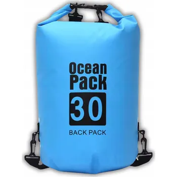 turistický batoh VODĚODOLNÝ VODOTĚSNÝ PYTEL / TAŠKA NA KAJAK, TURISTICKÝ BATOH 30L MODRÝ