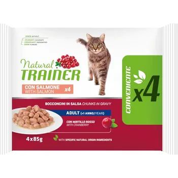 Krmivo pro kočku 4x85g Natural Trainer Adult - losos