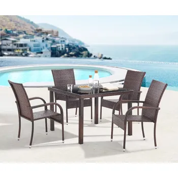 Zahradní sestava 5dílný zahradní jídelní ratanový set BestBerg Capri BBRF-17785BR / hnědá