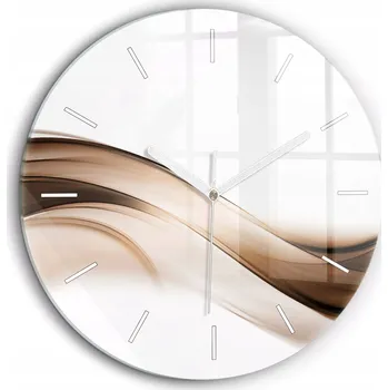 Hodiny Skleněné foto hodiny na zeď Abstrakce linie bílé ručičky kulatý průměr 60 cm