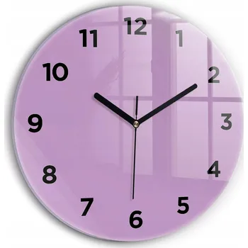 Obraz Kulatý Skleněný nástěnný hodinový stroj pro moderní interiéry, lila, průměr 30 cm