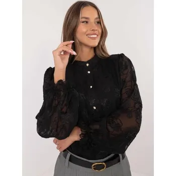 Dámská košile Černá elegantní dámská košile s výšivkou