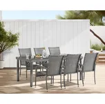 7dílný zahradní jídelní ratanový set BestBerg Capton BBRF-17786G / šedá
