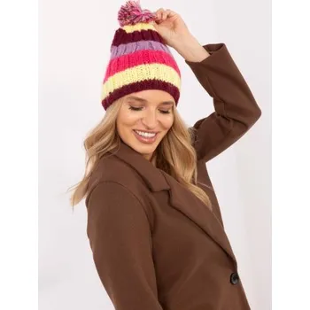 Čepice Žlutá a vínová pruhovaná čepice