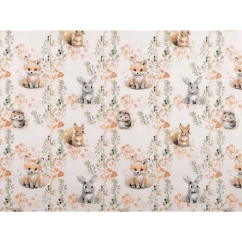 Bavlněná látka / plátno zvířátka, barva 959 bílá