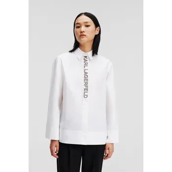 Dámská košile KOŠILE KARL LAGERFELD EMBELLISHED PLACKET SHIRT WHITE