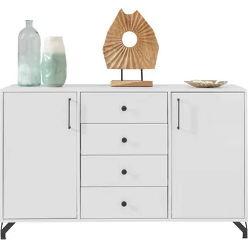 Komoda Nábytek PEGAS s.r.o. Komoda BERGEN - BE6, Bílý Lux + Bílá vysoký lesk