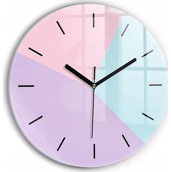Hodiny Čtvercové Skleněné Nástěnné Hodiny do Obýváku s Grafikou Pastelový Vzor fi30 cm