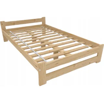 Postel Jednolůžková dřevěná postel AURA 120x200 borovice s čelem a roštem