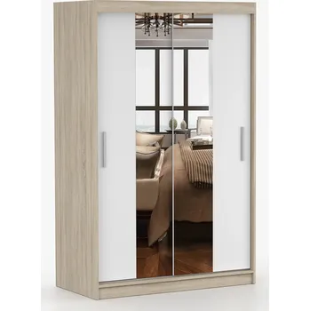 Dětská skříň Nábytek PEGAS s.r.o. Šatní skříň se zrcadlem NOEMI 01, Dub Sonoma/Bílá