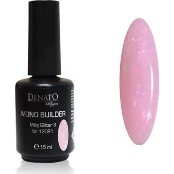 Umělé nehty DENATO s.r.o. MONO BUILDER Milky Glitter 3 v lahvičce 15 ml