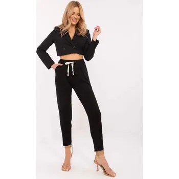 Dámské kalhoty Černé tepláky se záhyby