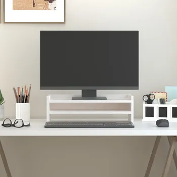 Držák monitoru Stojan na monitor šedý 50x24x16 cm masivní borové dřevo