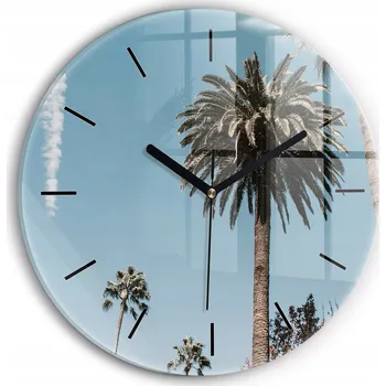 Hodiny Ozdobné nástěnné hodiny s krásnou grafikou Palem v Los Angeles kulatý průměr 30 cm