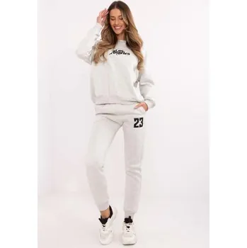 Světle šedá melanžová tepláková souprava s kalhotami