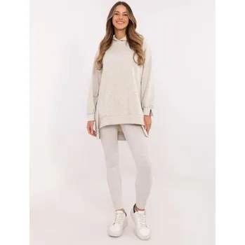 Šedá melanžová souprava s žebrovanými legínami