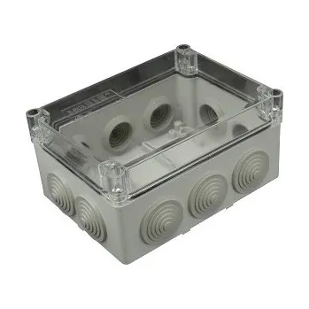 Elektroinstalační krabice Krabice S-BOX 406 SK-P, 190x140x70 IP55+průchodky, transparentní víko (SEZ S-BOX 406 SK-P)
