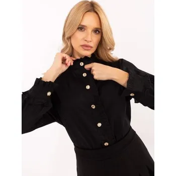 Dámská košile Černá dámská košile s ozdobnými knoflíky