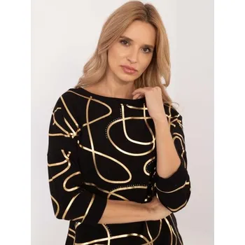 Dámská halenka Černá volná halenka s potiskem