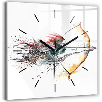 Hodiny Skleněné nástěnné hodiny Bojovník na lovu 30x30 cm