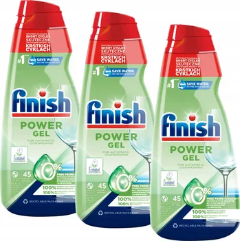 Finish Power Gel Sada Gel na Mytí Nádobí do Myčky 0% Náhradní Balení 3x 900ml