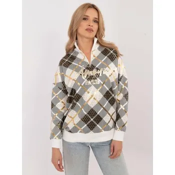 Dámská mikina Ecru mikina s potiskem a zipem u výstřihu