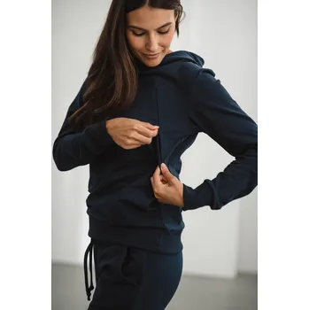 Těhotenská mikina Těhotenská a kojicí mikina 3v1 Milk Please - tmavě modrá, bavlněná Velikost: S